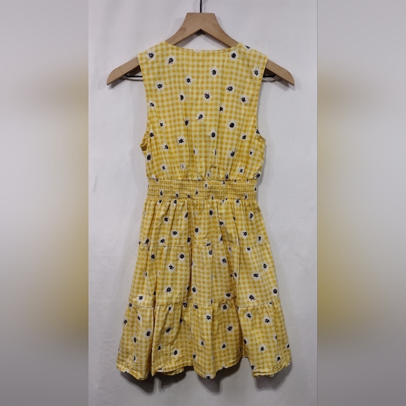 Derek Heart Cutout Tiered Dress Women's S Yellow Retro 90s Y2K Cottagecore Beach - Picture 5 of 8